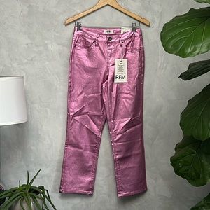 RFM* Metallic Pink Straight leg Stretch Pant/Jeans NWT